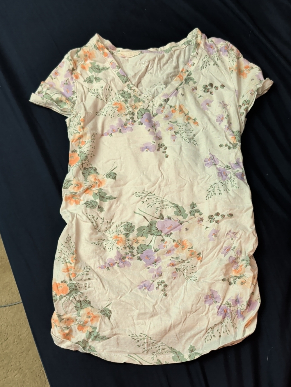 Isabel Maternity Soft Floral V-Neck Maternity Tee